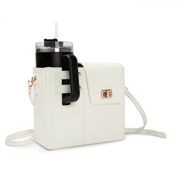 Vattenflaska Väska, Bärbar Crossbody Väska för Vattenkopp, Justerbar Axelrem, Väska med Förvaringsficka för Kvinnor White