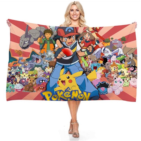 Barn Cartoon Strandhandduk Simma Bad Sommarsemester Mjuk Mikrofiberfilt A 75*150cm