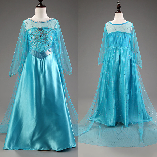 Frozen Elsa Princess Sequin Cape Klänning för Födelsedagsfest bule 150cm