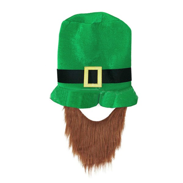 St. Patrick Day Grön Leprechaun sammet Top Hat skägg för fest