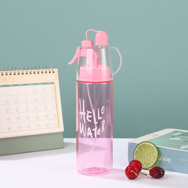 Vattensprayflaska Dimsprayflaska Sportvattenflaska För Utomhushydrering 580ml Pink
