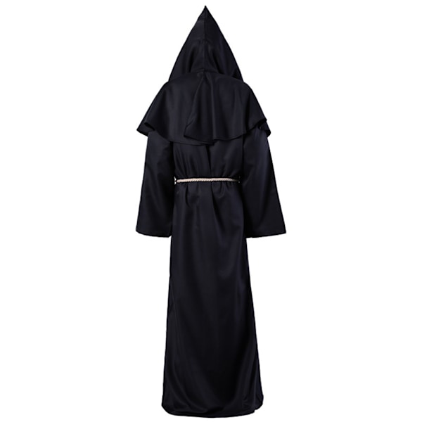 M-XL Halloween Mönk Cosplay Robe Kappa Kappa Munk Medeltida Präst Kostym för Vuxna Män Black L