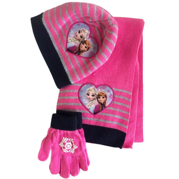 3st/ Set Girl Frozen Elsa Anna Winter Hat Scarf Handskar Set B