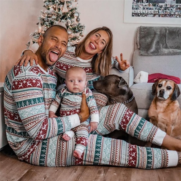 Julpyjamas för familjen - Matchande pyjamasset med julmotiv, tomte, för par, ungdomar Men L