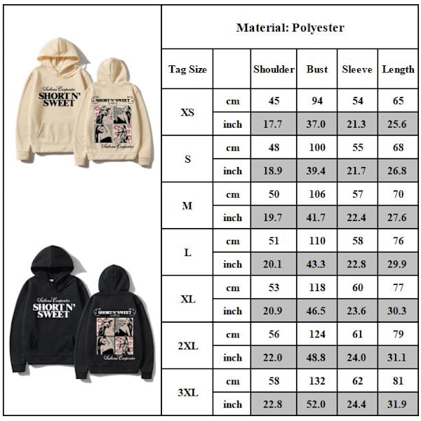 Sabrina And Carpenter Merch Hoodie Tryckt Sweatshirt Kvinnor/Män Vinter Långärmad Tröja Black M