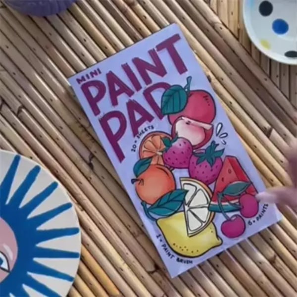 Mini Akvarellmålningsblock med 1 Pensel Typo Pigment Graffiti Målarbok