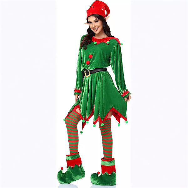 Kvinnors Elf Cosplay Kostym Festkläder Julparty Festlig Jul M