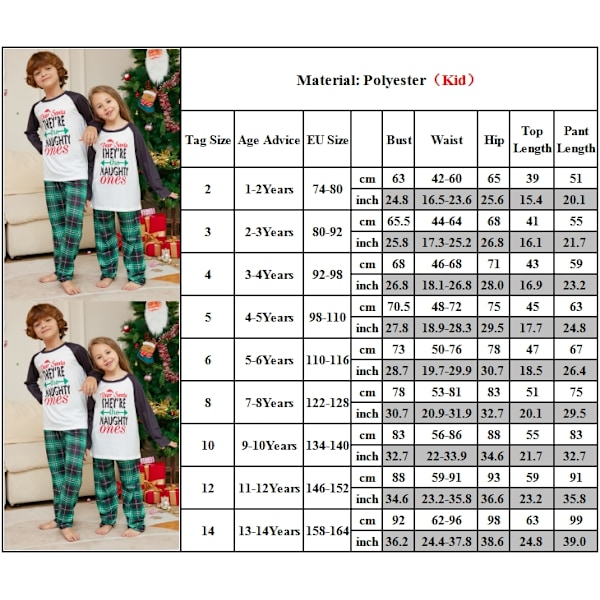 Familjematchande Julpyjamas för Vuxna och Barn - Julnattkläder Pyjamas Set Kids 13-14Years