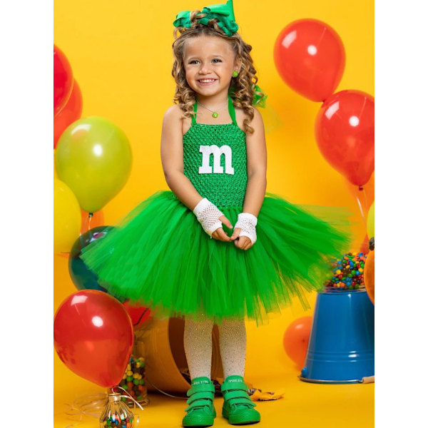 Prinsessan M Bean Kostymer Födelsedagsfest Kostym Cosplay Klä upp för Små Flickor Green XL