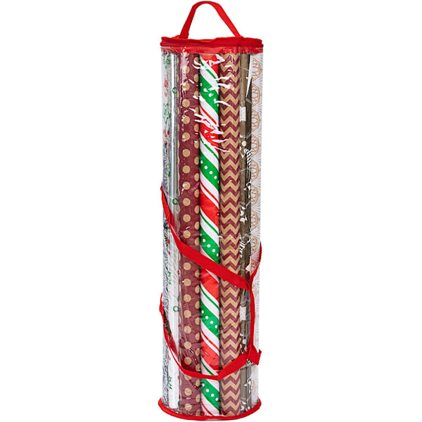 Förvaringsväska för presentpapper, rymmer alla dina presentpapper och band, passar långa 40 tums rullar, robust genomskinlig PVC-väska med handtag Red 100cm*20cm
