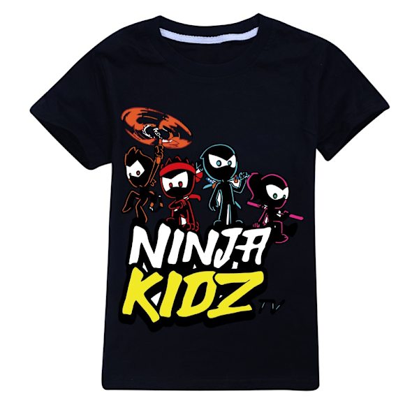 Barn Pojkar Flickor Ninja Kidz Tv Gaming T-Shirt Kortärmad Sommar Casual Tee Toppar Black 150cm