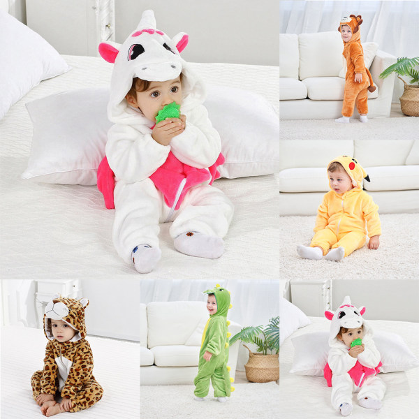 Nyfödd Baby Boy Girl Kid Animal Hooded Romper Jumpsuit Bodysuit B 100cm