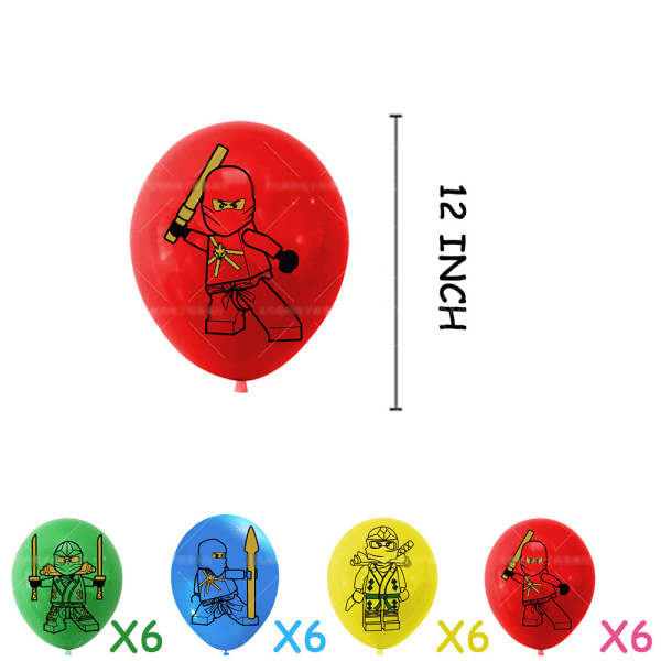 Födelsedagsdekoration Ballonger Tårtlock Grattis på födelsedagen-Banner Blå Gul Grön Röd Ninjago