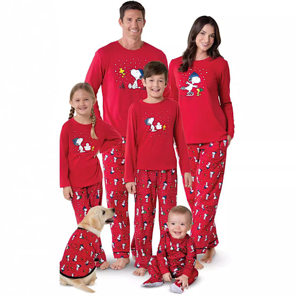 Familjematchande Julpyjamas Set Julmotiv Tryckt Nattkläder Julpyjamas Set för Par och Barn Men M