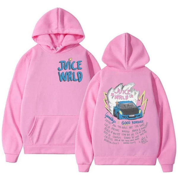 Kvinnor JUICE WRLD Tryckt Rolig Hoodie Fickor Hooded Sweatshirts 2024 Pink 3XL