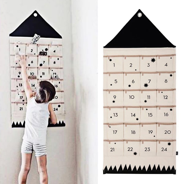 Fyll-din-egen tyg adventskalender för jul jul vägg hängande fickor