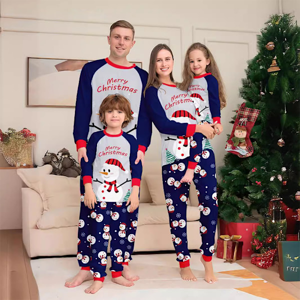 Julpyjamas för familjen Jul-pyjamas Matchande set Snögubbe-tryck för vuxna barn baby hund Jul-sovkläder Dog XL