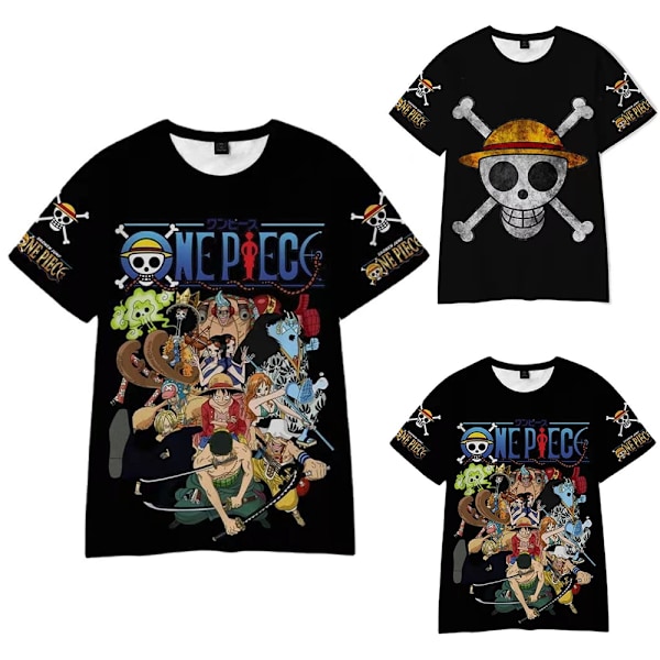 ONE PIECE Luffy Barn T-shirt med tryck för barn, Anime Casual Tops Blus Tee A 150cm