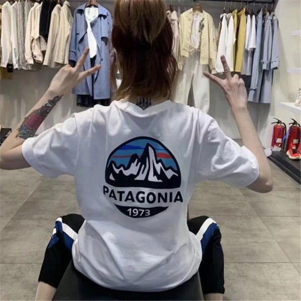 Kvinnor Män Patagonia T-shirt Toppar Sommar Casual Blus Tee White S