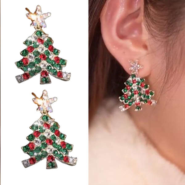 Julgran gnistrande örhängen Star Crystal Ear Stud kvinnor