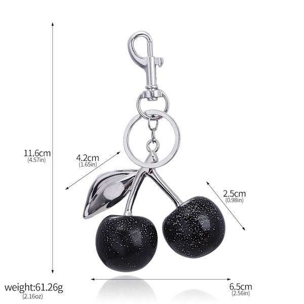 1 st. Söt Körsbärsnyckelring Röd Väska Charm Hjärta Nyckelring Plånbok Ryggsäck Tillbehör Dekoration för Kvinnor Flickor Present #3