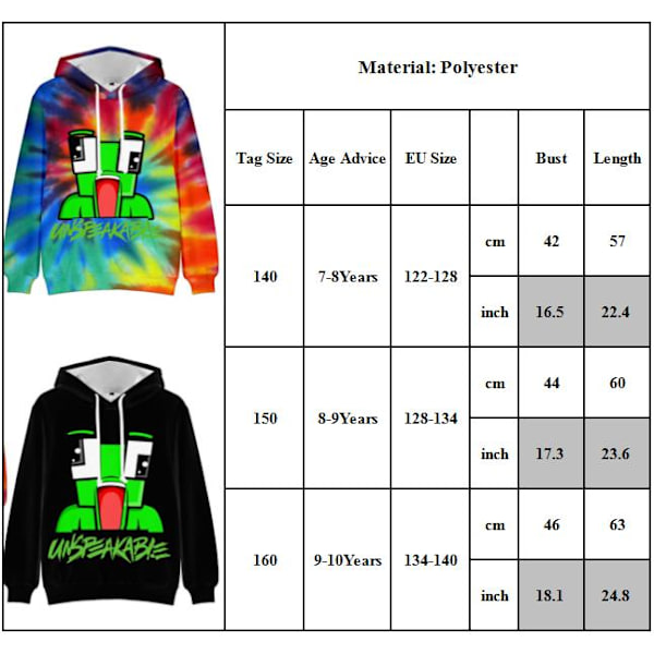 Otalbar Pojkar Hoodie Tryckt Sweatshirt Topp 140cm