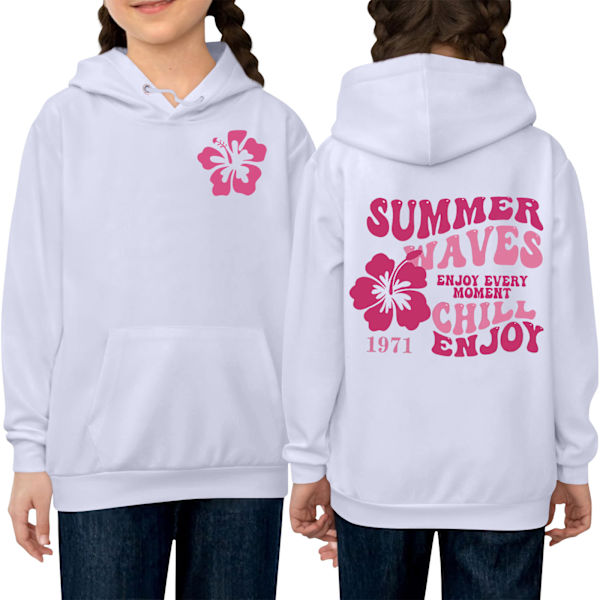 Flickor Grafisk Hoodie Rosa Palm Puff Bokstav Tryckt Tröja Casual Långärmad Dragkedja Huvtröja Tröja Med Fickor White 110cm