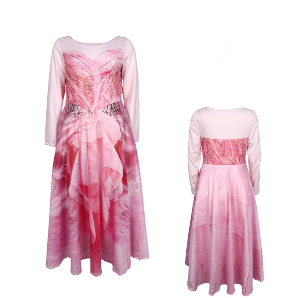 Glinda Wicked Cosplay Kostym Förklädnad för Flickor Klänning Rollspel Kvinnliga Klänningar Fantasy Outfit Halloween Karneval Dräkt Glinda 110cm