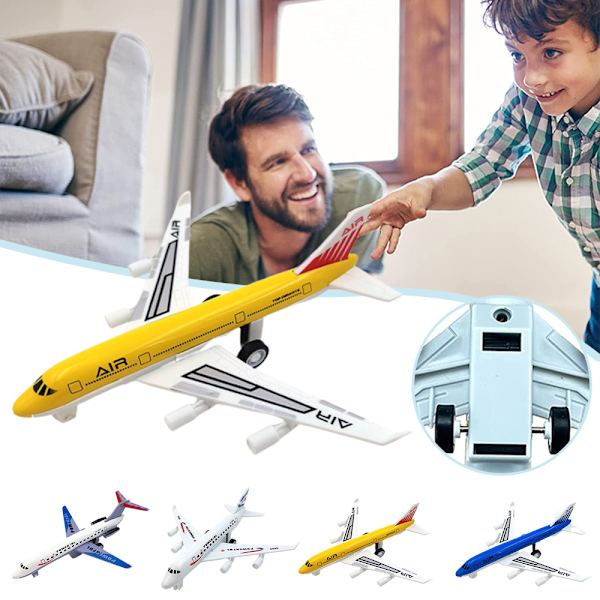 Leksaksflygplan för pojkar och flickor, gjutna flygplan, jetplanmodeller för barn, födelsedagspresenter Yellow