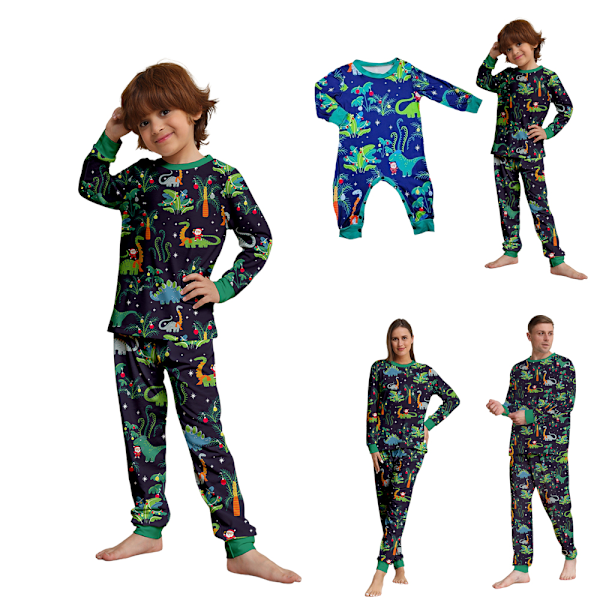 Familjejulpyjamas Matchande Set Dinosaurie Tryck Julmatchande Pyjamas för Vuxna Barn Semester Hem Jul Familjesömnset Kids 11-12Years