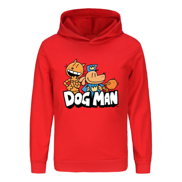 Barn Pojkar Flickor Dog Man Dogman Casual Tryck Hoodie Tröja Toppar Red 150cm