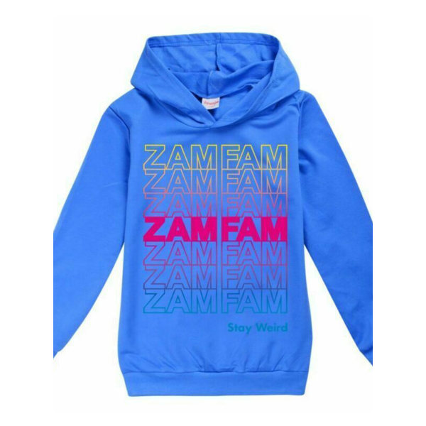 Kids Boy ZAMFAM Print Hoodie Pullover Top Sweatshirt Dark Blue 160cm
