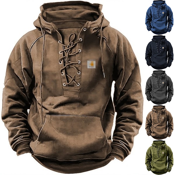 Herr Jul Sweatshirt Herr Huvtröjor Fick T-shirt Herr Långärmad Skjorta Herr Hoodie med I En Solid Färg Huva Removerall Khaki 3XL