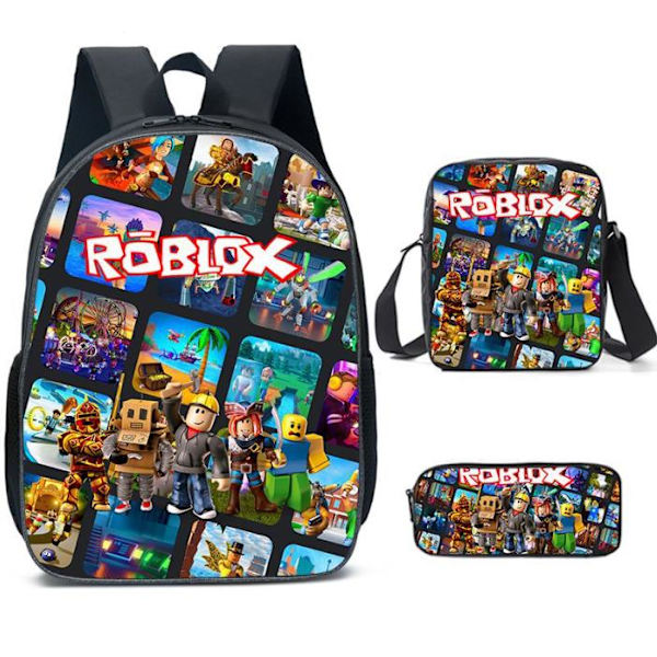Roblox Tryckt Ryggsäck Ryggsäck Axelväska Pennfodral Skolstudent Lunchväska E