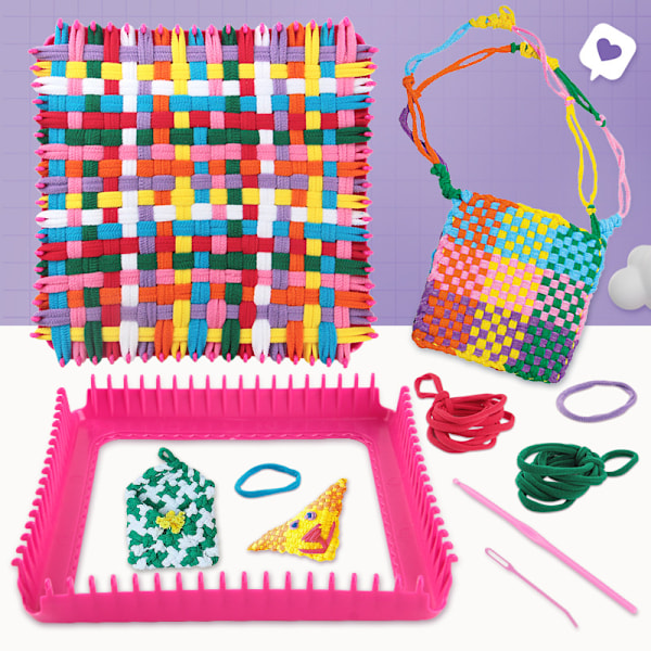 1 Set Vävstol Kit med Regnbågsfärgade Loopvirknålar för Nybörjare DIY Konst & Hantverk Grytunderlägg Handgjort