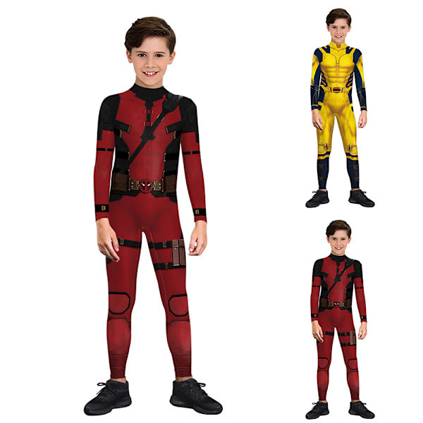 Halloween Kostym för Pojkar Deadpool 3 Wolverine Cosplay Jumpsuit Festkläder Deadpool XL