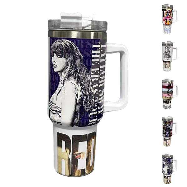 Taylor Swift Tumbler-muggar - Kaffe-mugg Tumbler med handtag Återanvändbar Rostfritt stål Termos Gåvor A