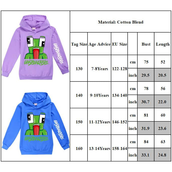 UNSPEAKABL Barn Pojkar Tryck Hoodie Sweatshirt Topp Black 140cm