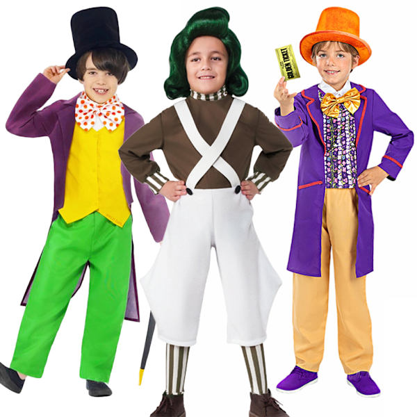 Willy Wonka Oompa Loompa Cosplay Kostym Halloween Maskeraddräkt Barn Pojkar Kläder #1-Oparenpa People M