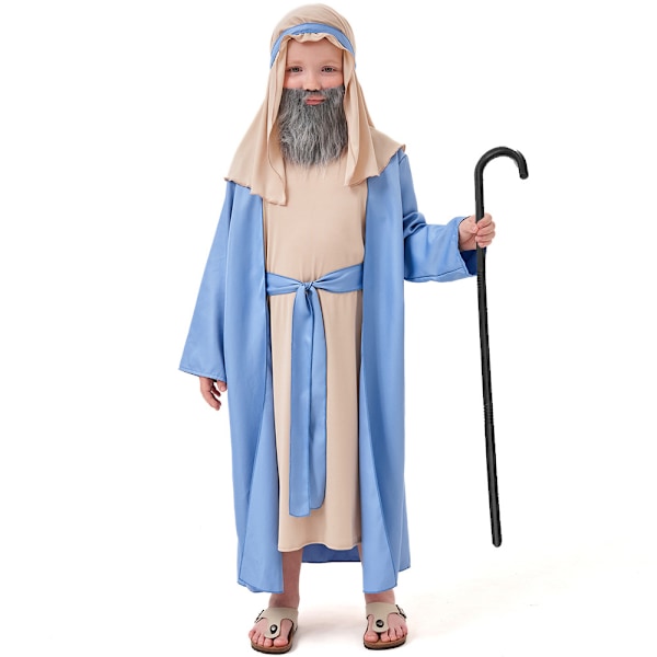 Arabisk Brun Farfar Mellanålders Kläder Barn Halloween Kostym Outfit för Semester 4-13 År S