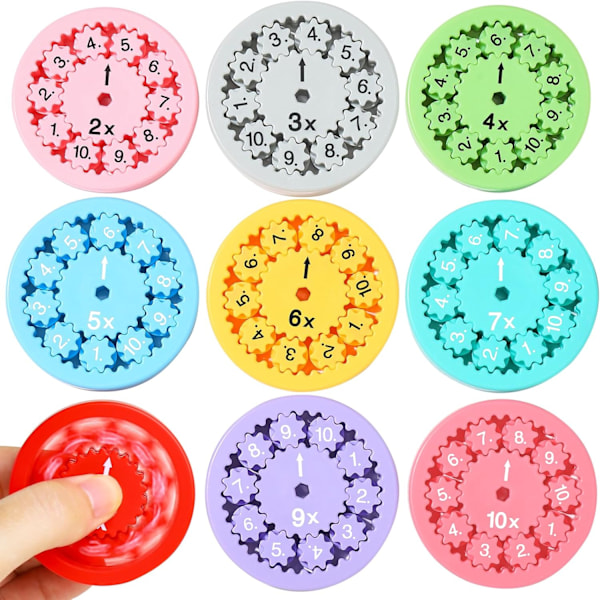 Matte-snurror | 9-pack matte-snurror med multiplikationsfakta | Matte-snurror för rastlösa Multiplication and division method