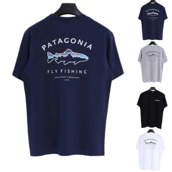 Patagonia T-shirt Unisex Män Korta Ärmar Pullover Tee Toppar Navy Blue S