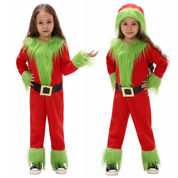 Barnens Juldräkter för Pojkar och Flickor, Santa Grinch Cosplay Kostym, Festkläder L