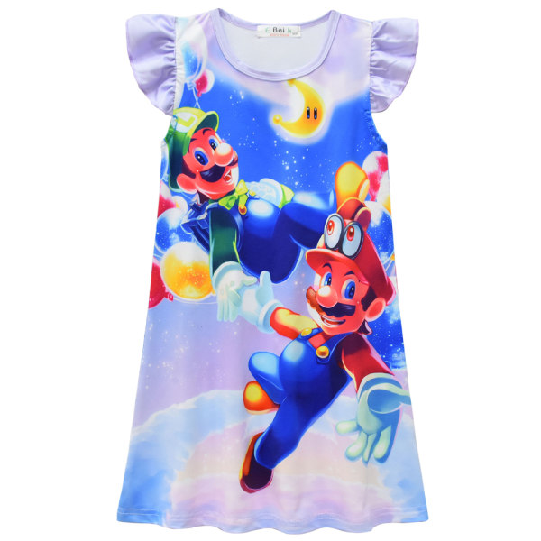 Super Mario Nattlinne Barn Flickor Nattkläder Sovkläder Nattklänning D 7-8 Years