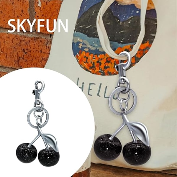 1 st. Söt Körsbärsnyckelring Röd Väska Charm Hjärta Nyckelring Plånbok Ryggsäck Tillbehör Dekoration för Kvinnor Flickor Present #2