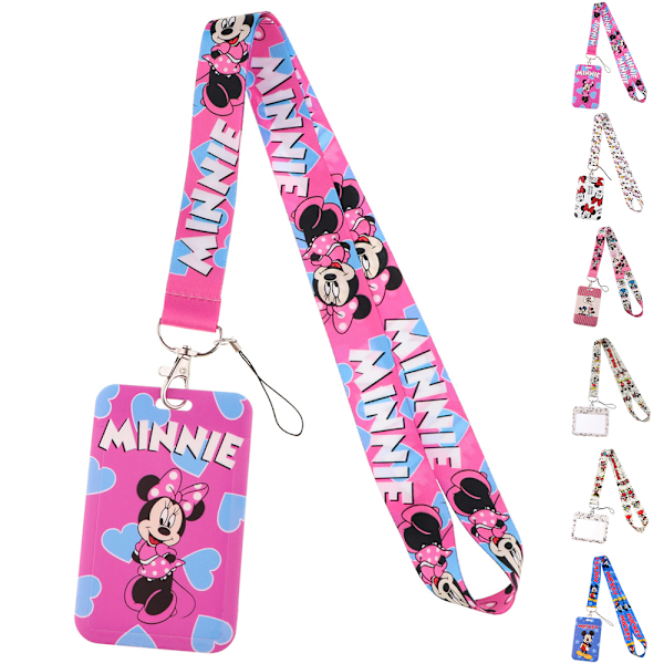 Disney Mickey Minnie Cartoon Lanyard Arbets- och skolidentitetskort Halsband Telefon NY A