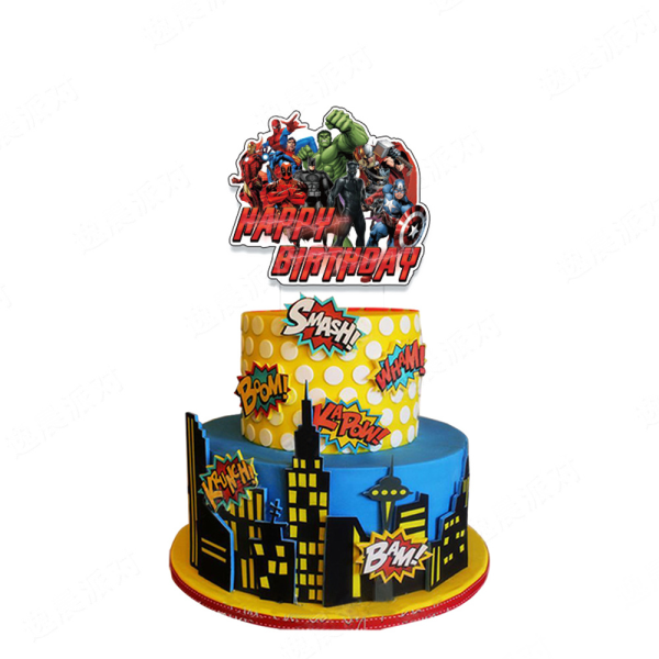 Födelsedagsdekoration Ballonger Tårtlock Grattis på födelsedagen-Banner Grön Blå Röd Gul Marvel Superhjälte