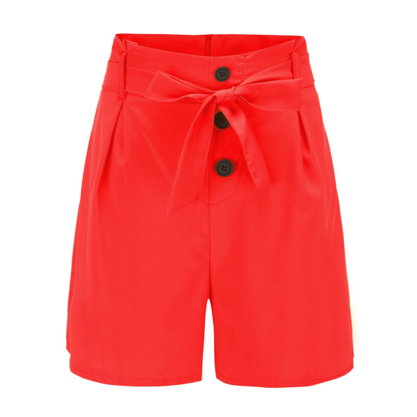 Kvinnors sexiga hög midja Casual Shorts Hot Pants Knapp Slim Fit red XL