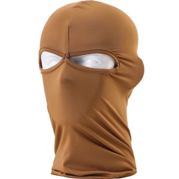 Balaclava Mask 2 Hål Skidmask Full Ansiktsmask Halsvärmare Motorcykel Hjälm Brown