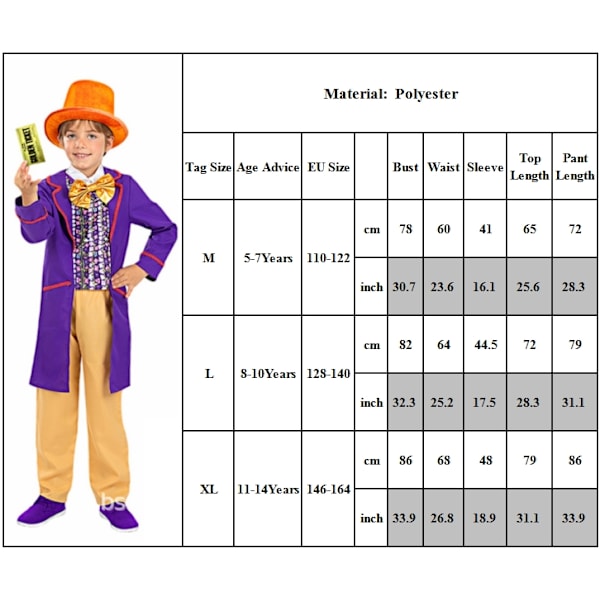 Willy Wonka Oompa Loompa Cosplay-dräkt Halloween Maskeraddräkt Barn Pojkar Kläder #3-Wonka Orange Hat L